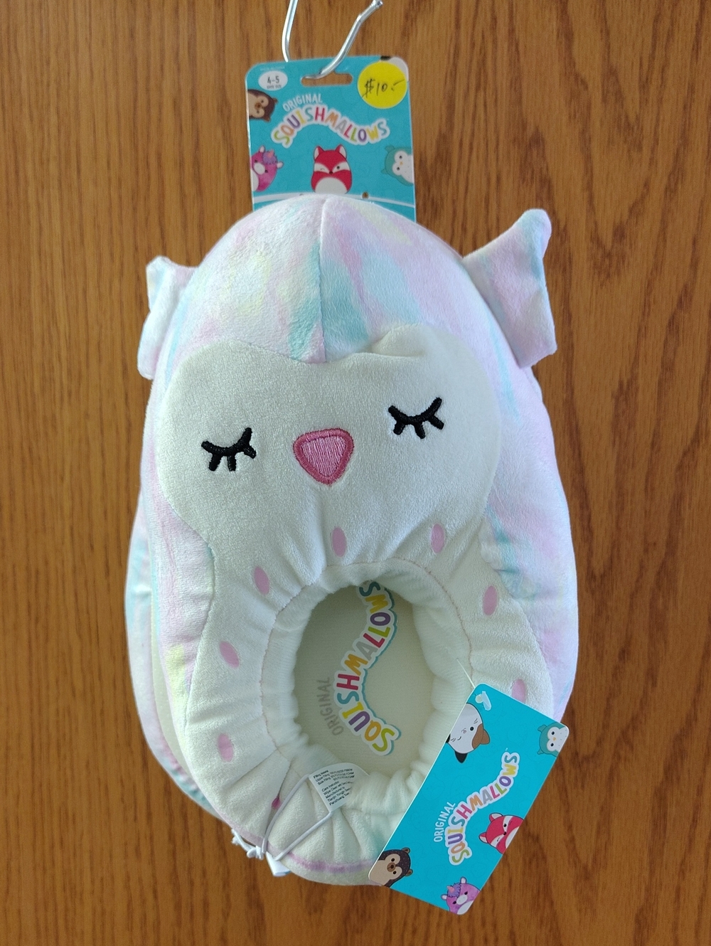 Squishmallows Pastel Multicolor Owl Plush Slipper - Pink, Blue, Lavender, Cream